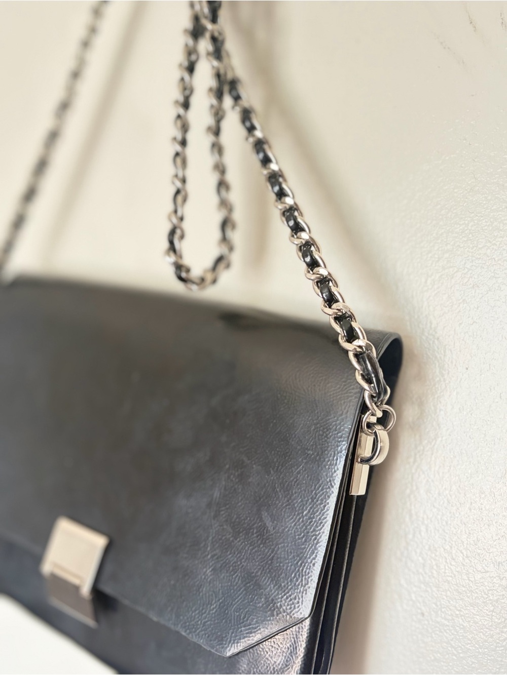 Zara Black Leather Crossbody with Silver Chain - Picture 2 of 5